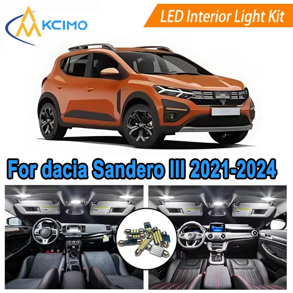 

12V White/Blue LED Interior Light For Dacia Sandero III 3 MK3 2021-2024 Models Waterproof Car Lamp for Reading/Footwell Lights