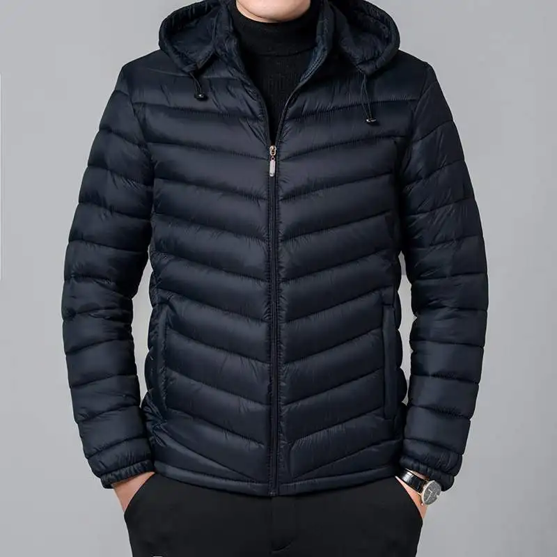 Men's Cotton Jacket Autumn New Style Lightweight Hooded Inner  Polyester Fiber Long Loose Fit Casual Daily Wear
