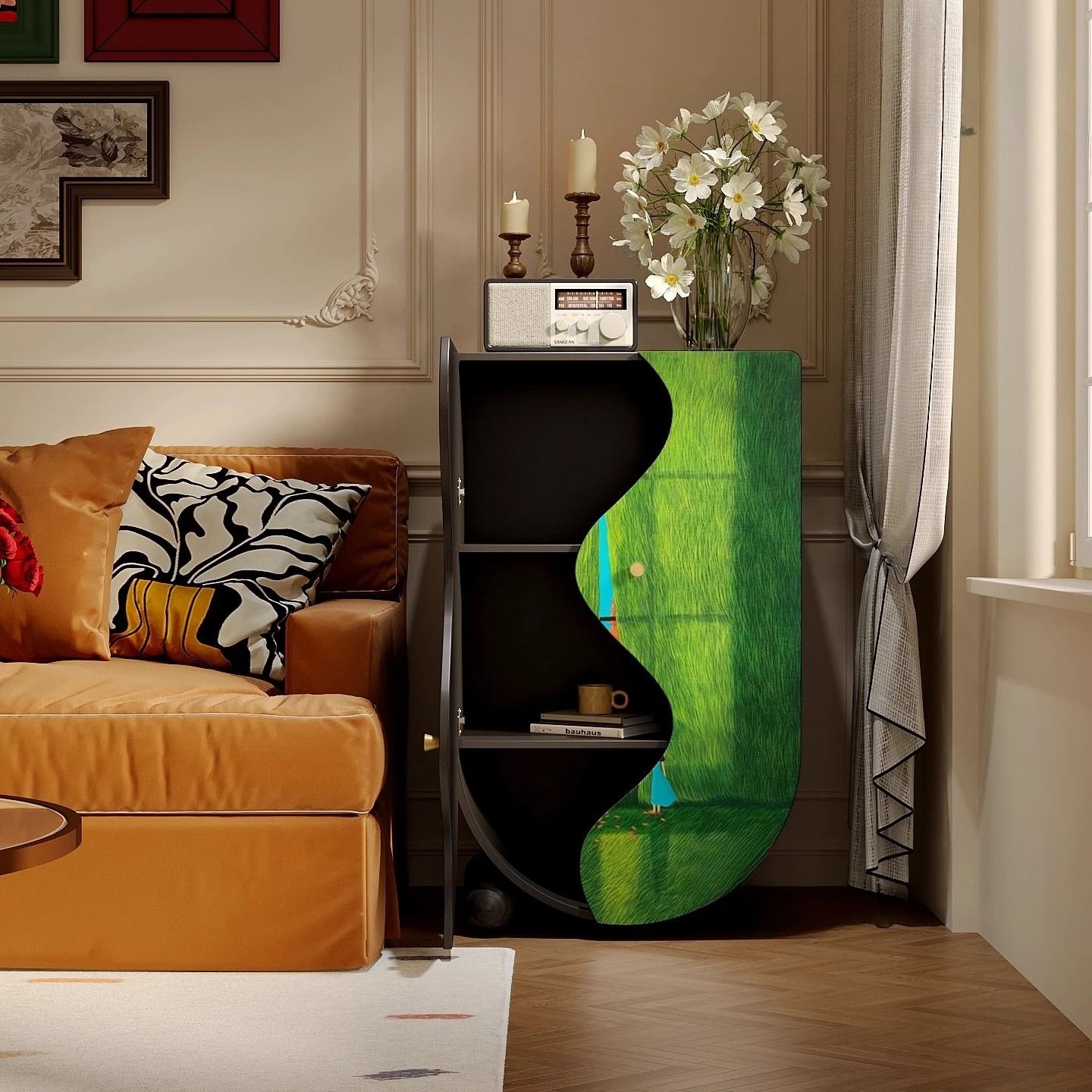 High sense niche art healing department painted household bucket cabinet side cabinet wall storage cabinet