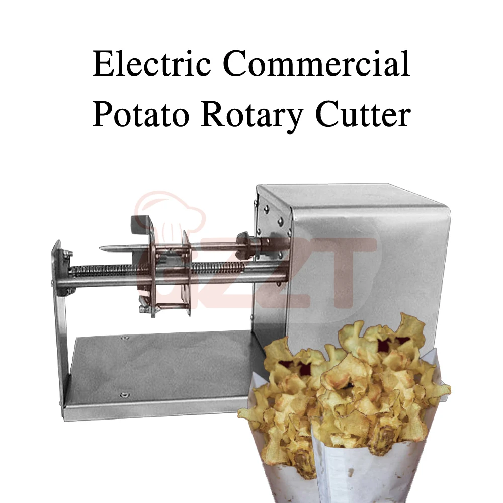 GZZT Potato Flower Machine Fruit Vegetable Slicer Rotary Slice Potato Machine Rotary Cutting Maker Tornado French Fries Machine