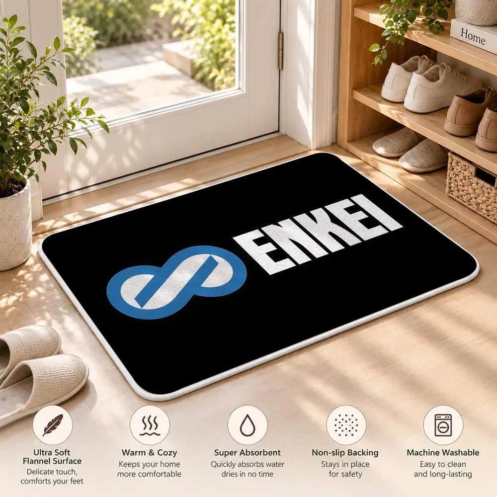 E-ENKEI Modified Wheels Floor Mat Flannel Rug Soft Non Slip Door Mat For Bathroom Bedroom Kitchen Living Room Home Decor