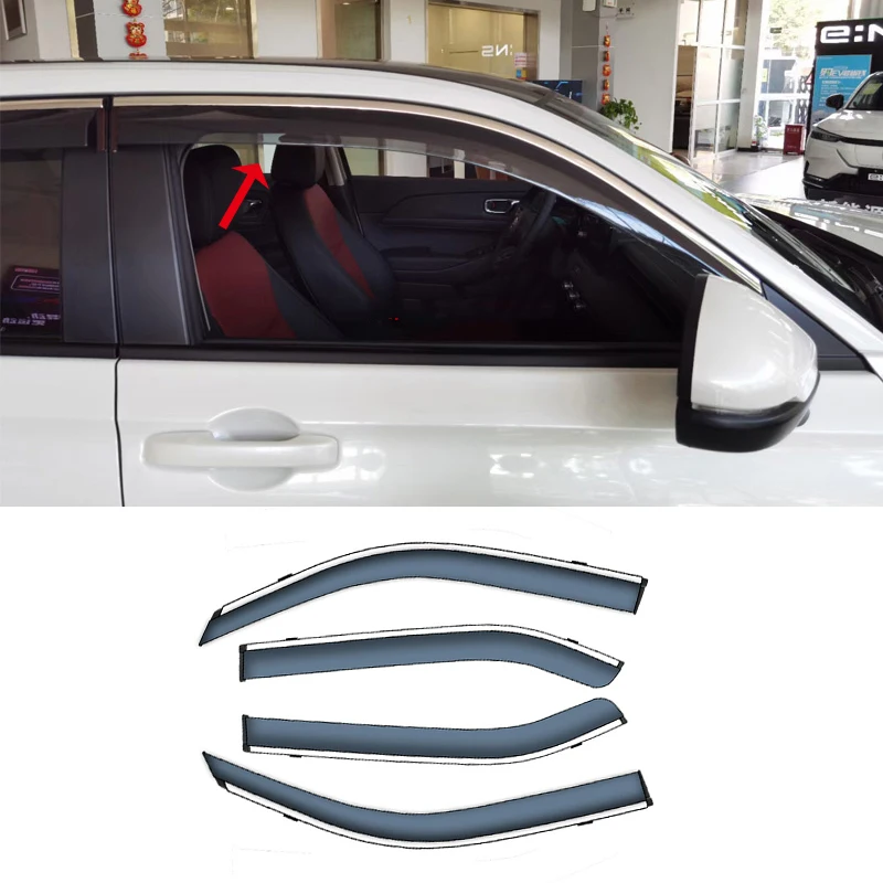 Car Accessories For 2022 2023 Honda HR-V HRV Vezel ABS black waterproof Door Window Visor Vent Shades Sun Rain Guard 4PCS