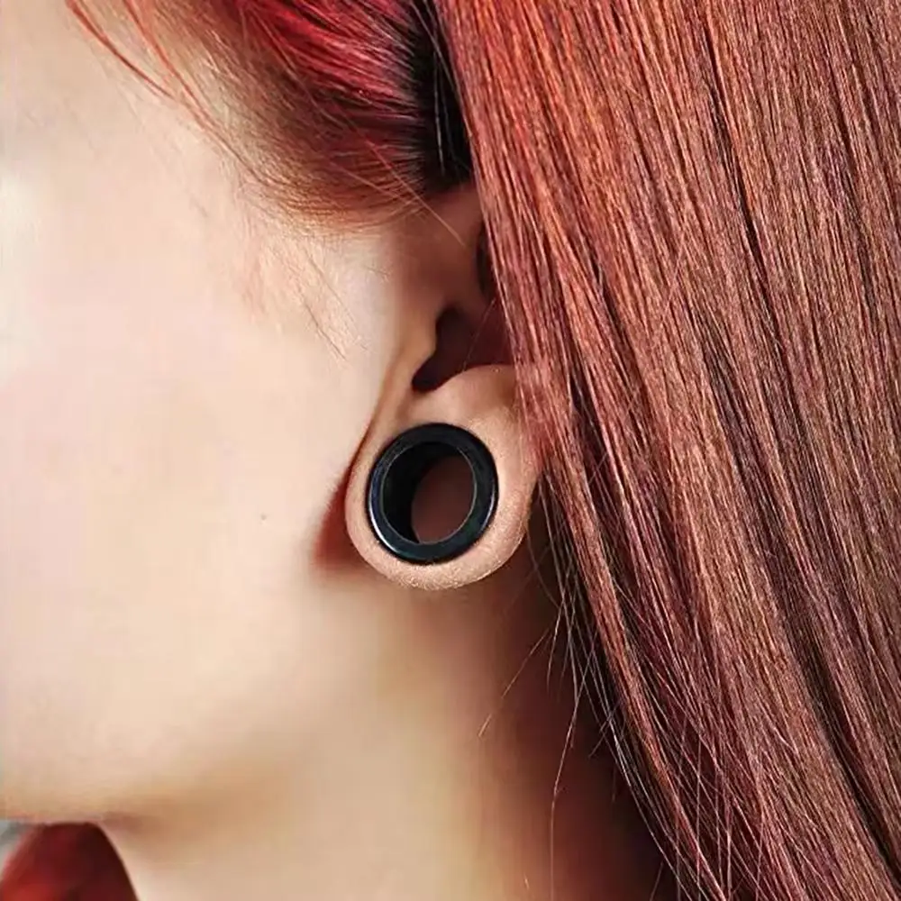 1Pair Flexible Silicone Skin Ear Tunnels Plugs Hollow Flesh Color Piercing Expander Earring Body Jewelry Earlets 3-20mm Women