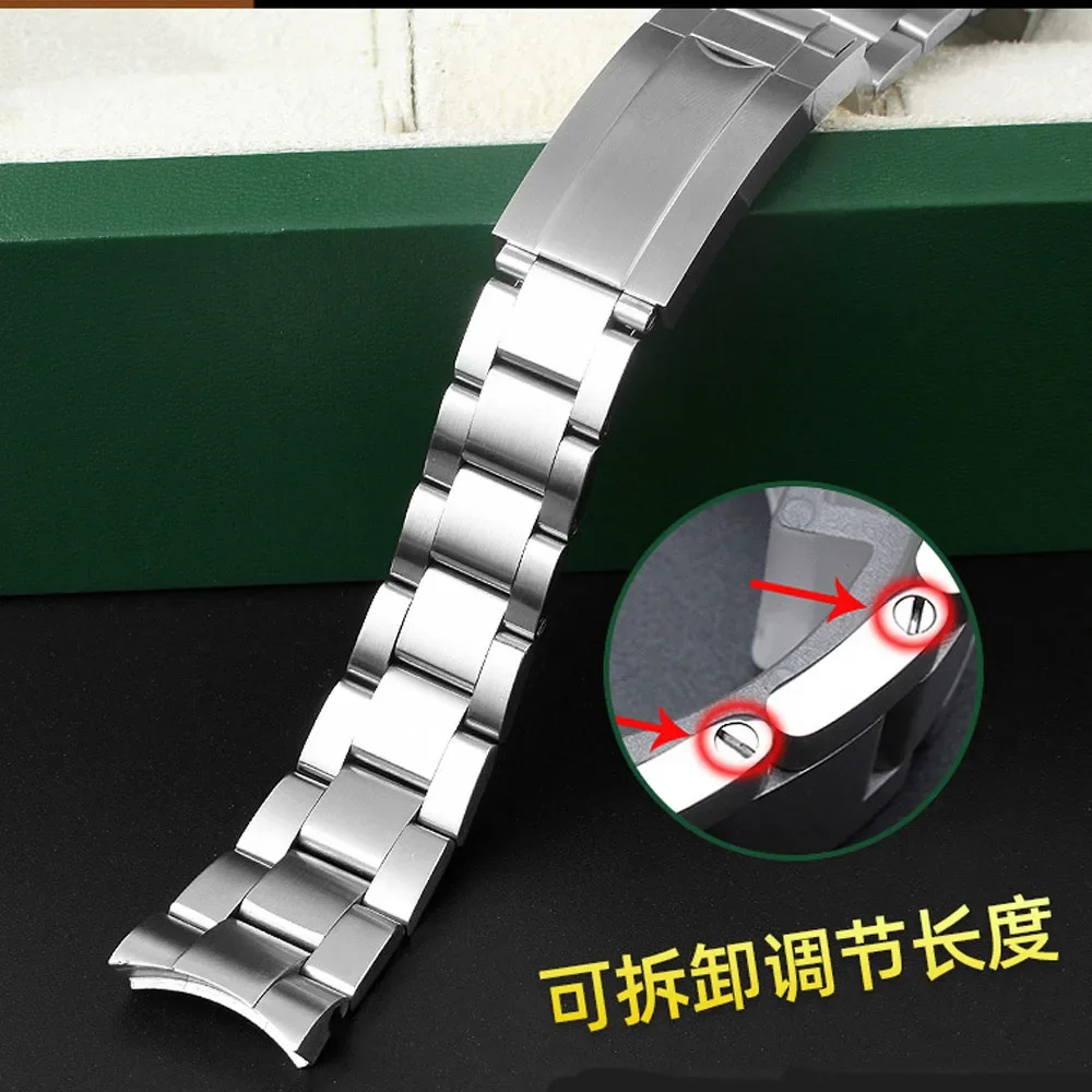 

20mm Stainless Steel Watchbands Bracelet Silver Brushed Metal Curved End Replacement Link Deployment Clasp Watch Strap