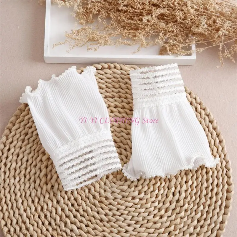 N5KFエレガントなフリルレースアームは、女性向けのフォーマルおよびカジュアルな服装のアップグレードのための弾力性のある手首の装飾的なフェイクスリーブをカバーしています