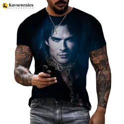 Men/Women TV The Vampire Diaries 3D Printed T-Shirt Damon Salvatore Short Sleeve Fashion T Shirt Sport Pullover Summer Tops 6XL