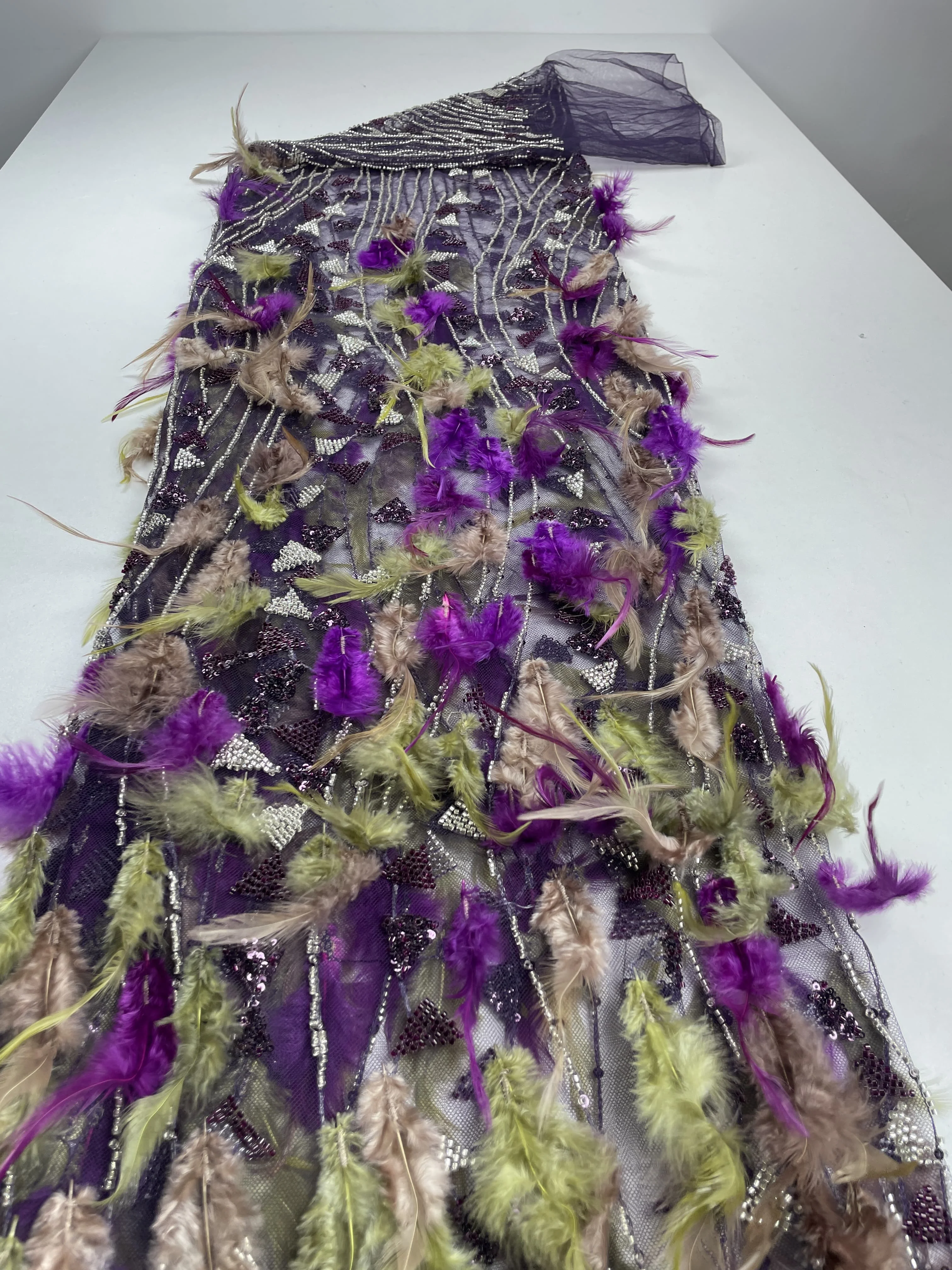 Свадебное платье с полосатыми аппликациями из бисера и блесток, тюль и кружевная вышивка, элегантный материал свадебного платья