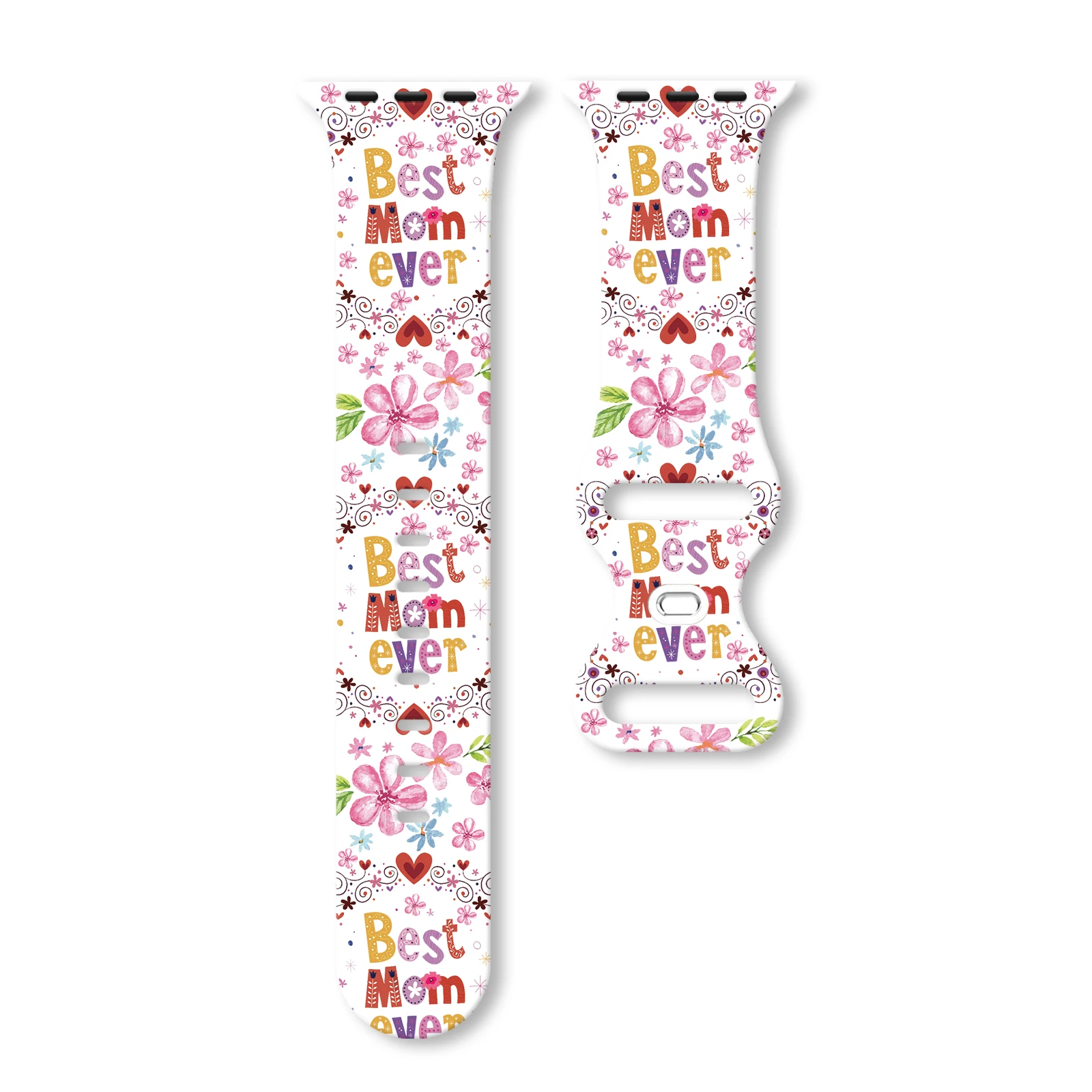 

Mother's Day Colorful Floral Themed Series Strap for Apple Watch 11/10/9/SE, Soft Silicone Replacement Band for 45mm/44mm/42mm