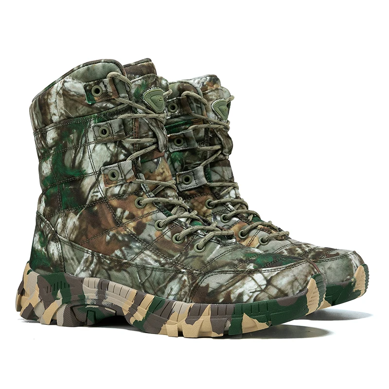 Men's Camouflage Green/Brown High Top Hiking Boots Four Season Universal Breathable Comfortable Durable Outdoor Walking Shoes