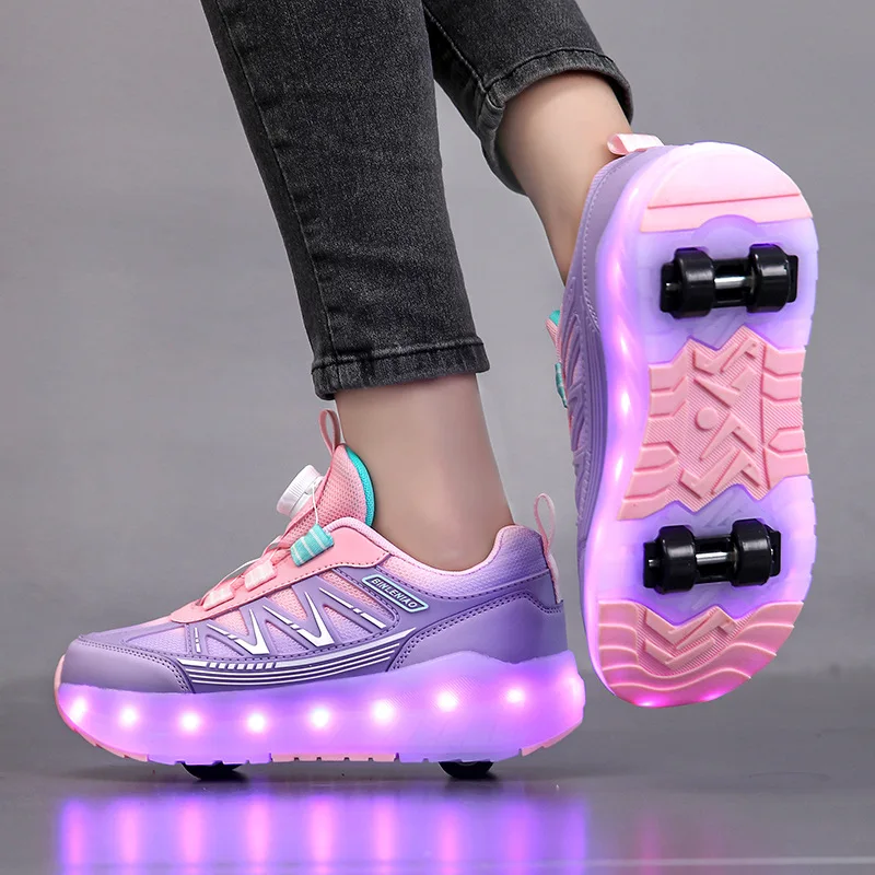 Patines de ruedas desmontables para niños y adultos, zapatos de Skate para mujeres y hombres, zapatillas de Parkour de patinaje al aire libre, regalo con luces LED