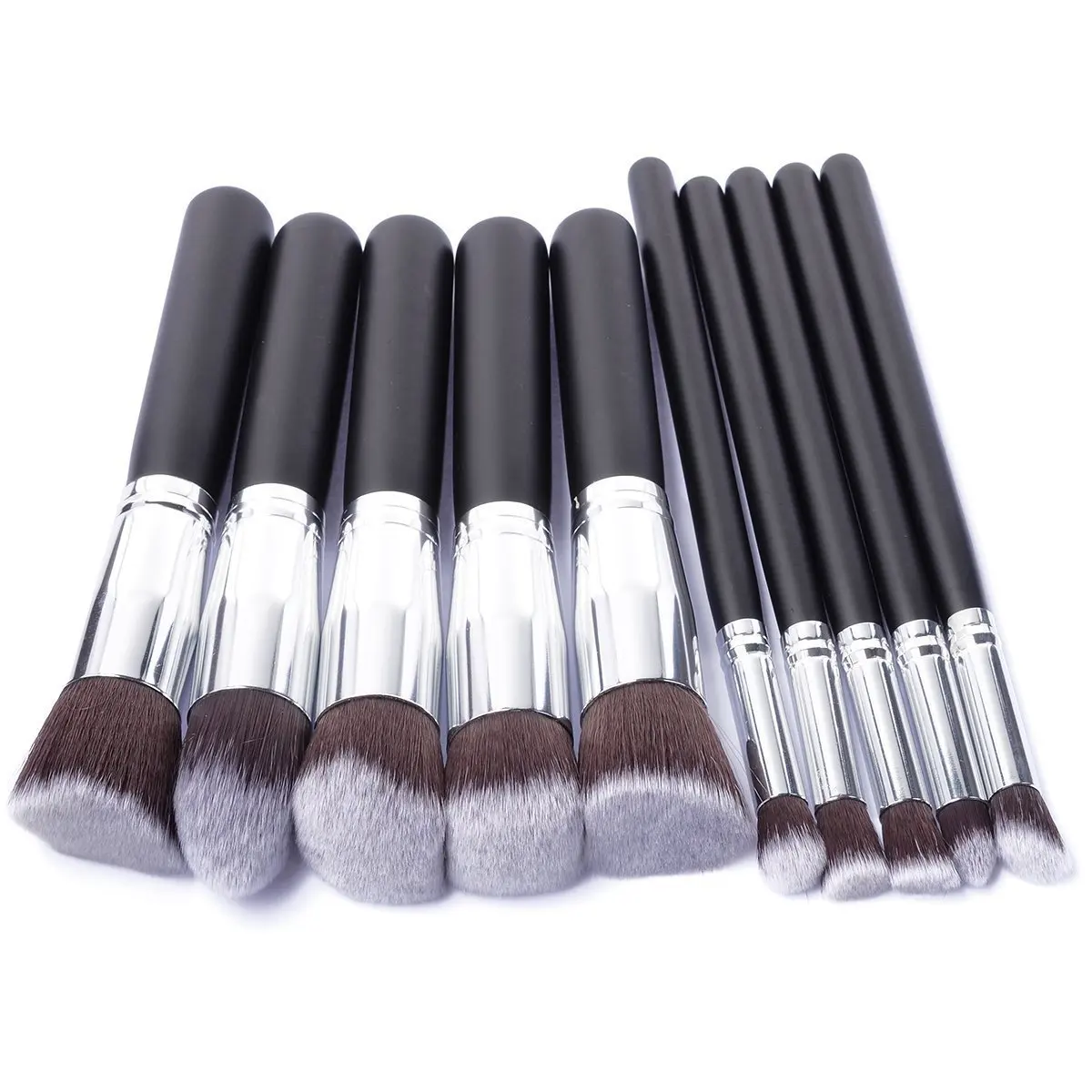 Ensemble de pinceaux de maquillage synthétiques souples professionnels, brosses cosmétiques pour fond de teint, ombre à paupières, mélange de beauté, 10 pièces