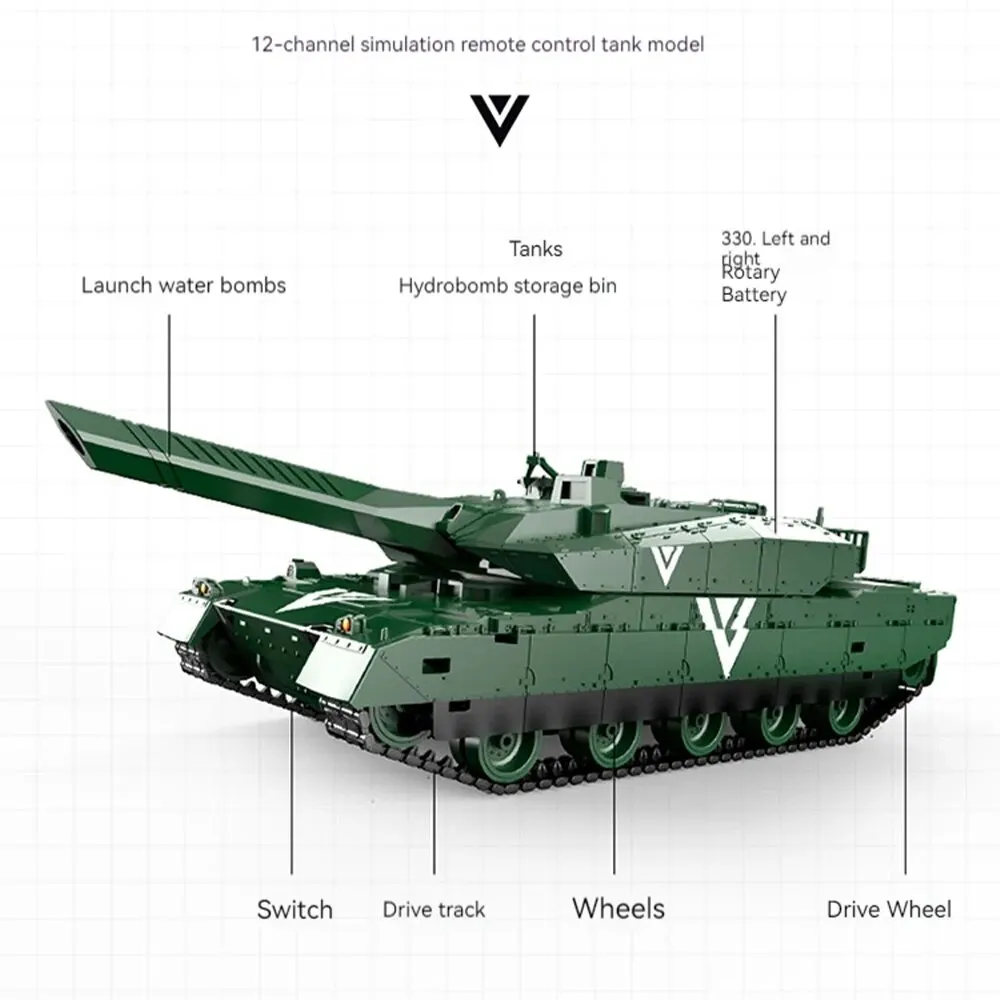 2.4Ghz Afstandsbediening Bijgehouden Simulatie Tank Waterbom Spray 15000 Rpm Rc Oorlog Gepantserd Voertuig Model Kinderen Speelgoed