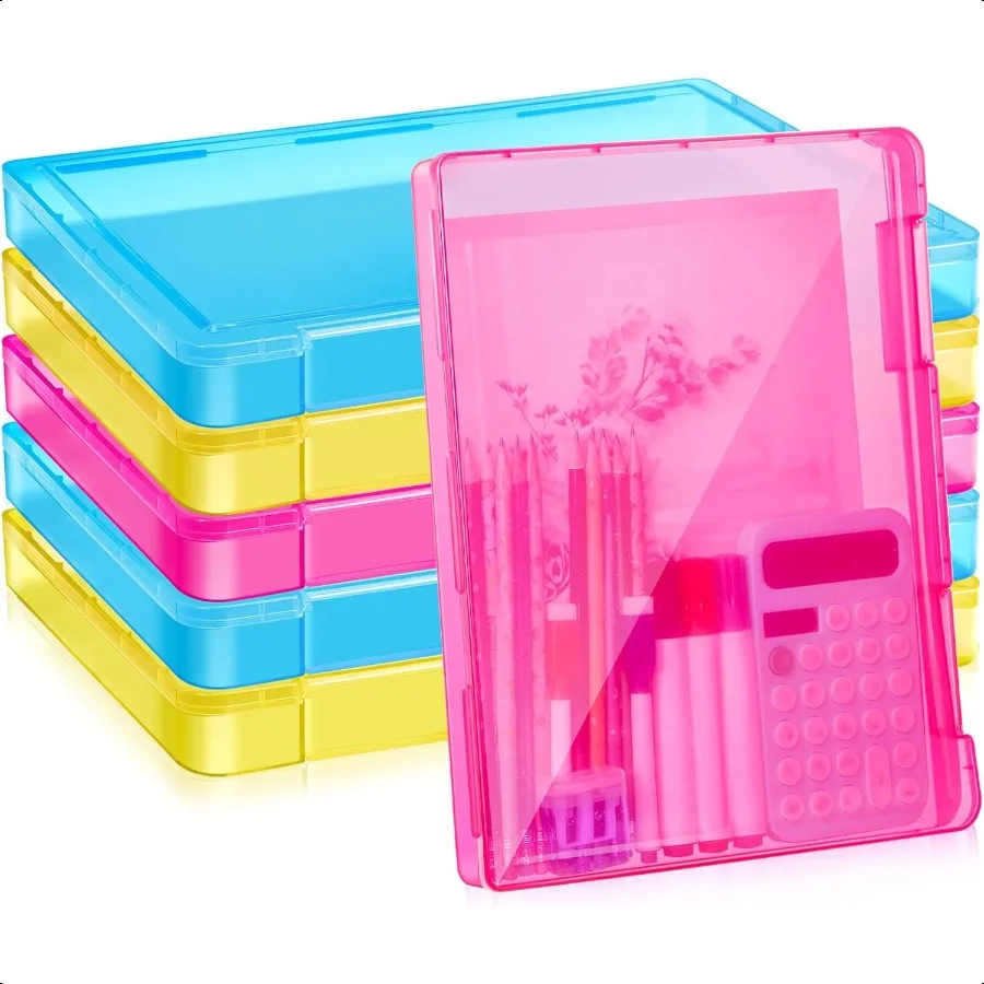 

6 Pcs A4 Paper Storage Box File Portable Project Case for 8.5 x 11 Letter Paper Colorful Plastic Storage Containers Documents M