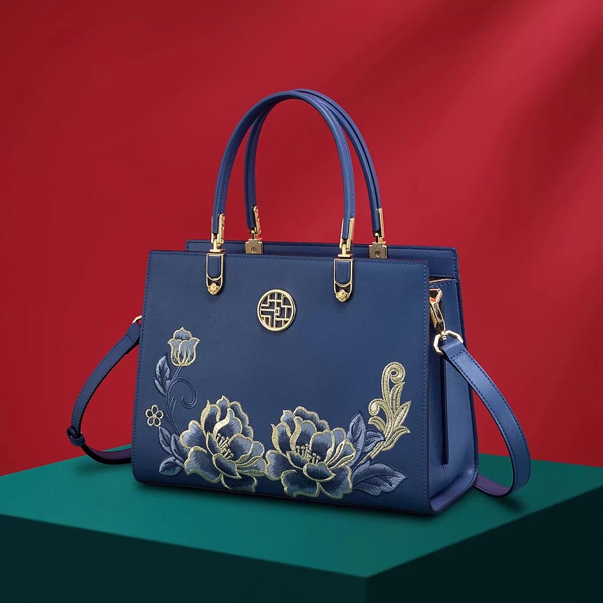 MENDY Chinese Style Lotus Flower Embroidery Bag Traditional Designer Luxury Women's Top Handle Bag Shoulder Bag Mom Bag 2026