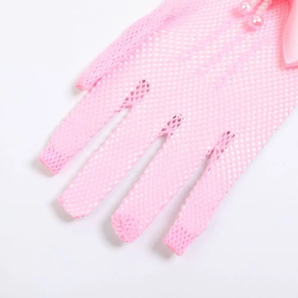 Elegant Children\'s Wedding Gloves Bow Short Lace Mesh Gloves Holiday Princess Wedding Birthday Party Gloves