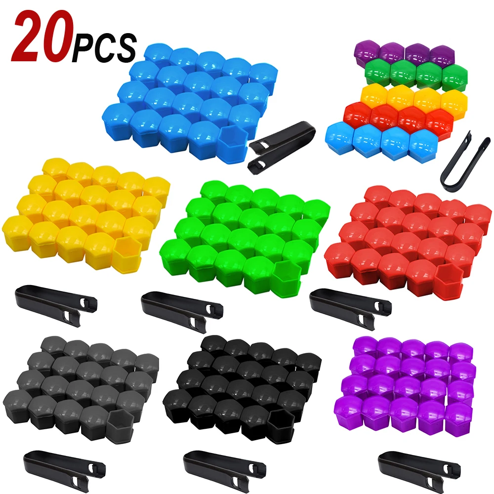 20Pcs Auto Exterior Accessories 17 19 21mm Car Wheel Nut Bolts Caps Hub Screw Cover Nuts Covers Dust Proof Anti-Rust Protector