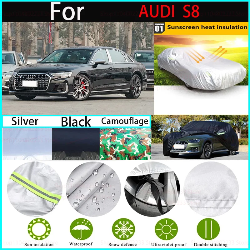 

for Audi S8 Outdoor Protection Full Car Covers Snow Cover Sunshade Waterproof Dustproof Exterior