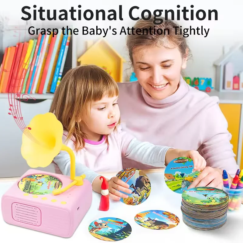 Máquina de contar historias de juguete fonógrafo para niños de nuevo estilo con 96 tarjetas-juguete educativo para la primera infancia