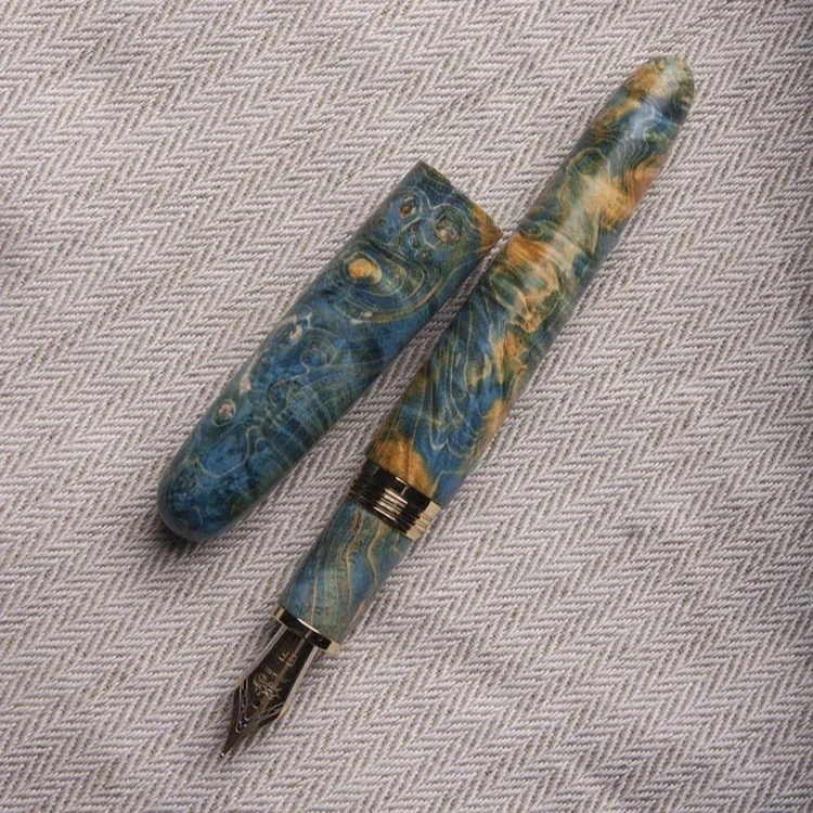 Beautiful Pattern Stabilized Wood Fountain Pen Iraurita Nib Writing ink Pen School Office Supplies Writing Gift Manual Assembly