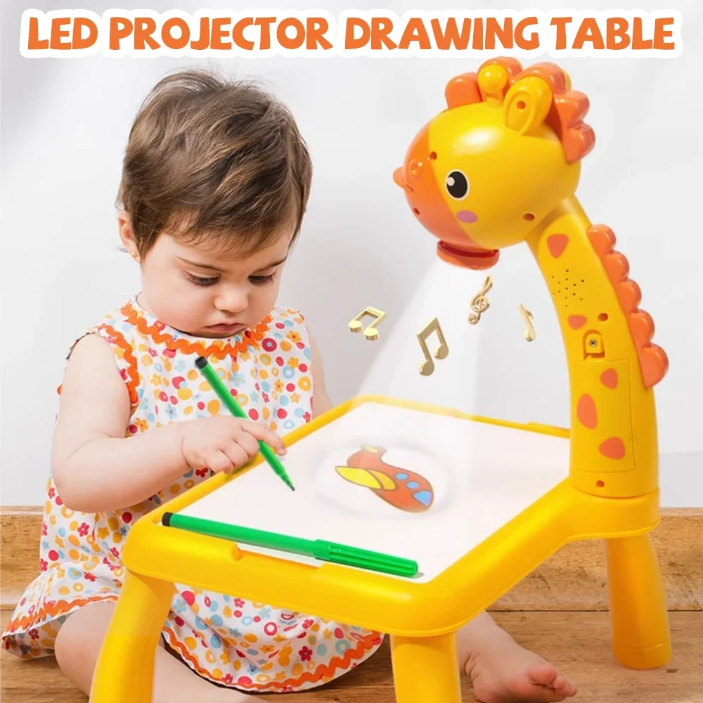 Crianças led projetor mesa de desenho brinquedo pintura conjunto mesa placa educacional ferramentas aprendizagem pintura brinquedos para crianças
