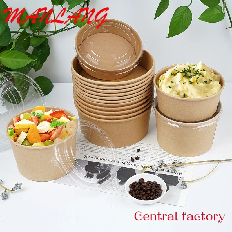 Custom  Biodegradable Soup Bowl with Lid Food Packaging Paper Soup Bowl