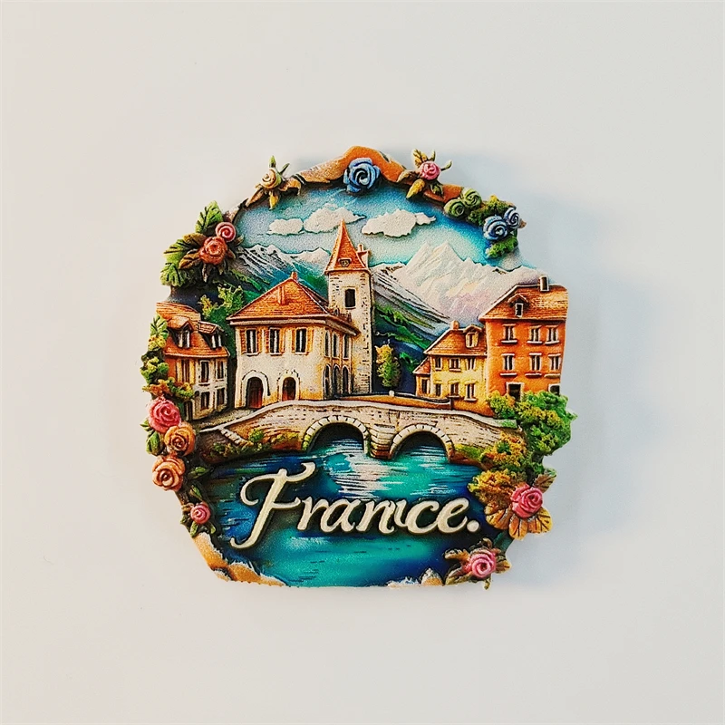 Francia, ciudad, estereoscópico 3D, recuerdos de turismo, pintura de resina, decoración del hogar, colección, imanes de refrigerador