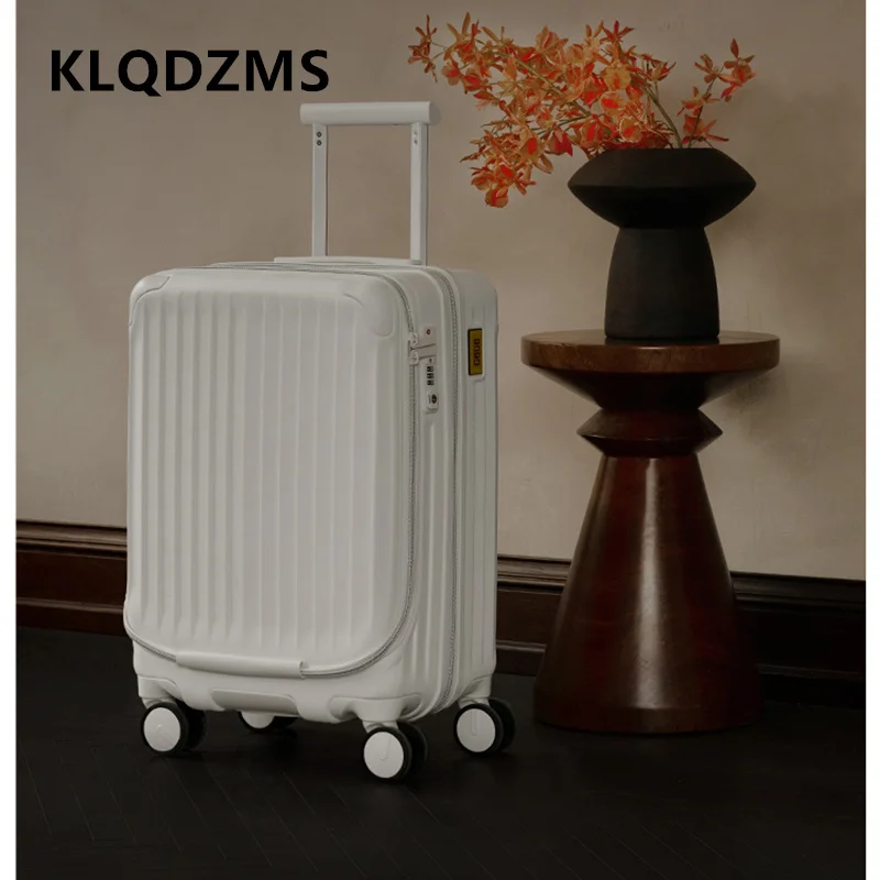 

KLQDZMS 20"ABS+PC Cabin Suitcase Men's Front Opening Boarding Case Laptop Trolley Case 24" Women's Carry-on Travel Luggage
