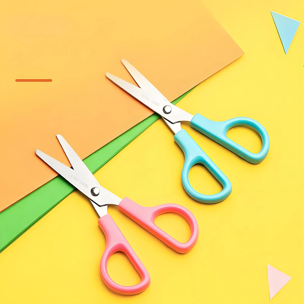 DELI Sicherheitsschere für Kinder, Studenten, DIY-Papierschere, 122 mm, mit Hülse, Schneidwerkzeug, Schreibwaren