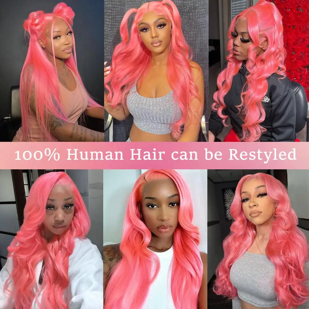 Wig Rambut Manusia Lurus HD Lace Front 13x4 Pink 30 Inch 200 Density Tinggi Wig Frontal HD 13x4 Wig Berwarna Rambut Manusia Untuk Wanita