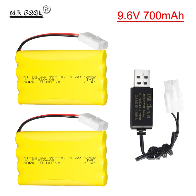 

Ni-CD 9.6V 700mah Battery KET-2P plug + 9.6v Charger For Rc toy Car Tank Train Robot Boat Gun AA 9.6v Rechargeable Battery Pack