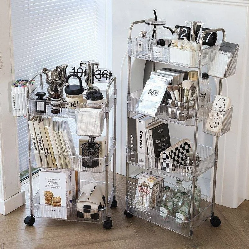 Acrylic Small Cart Bathroom  Shelf Hall Snack Organizer Multi-layer Guest Mobile Cosmetic Rack Storage Home Organization