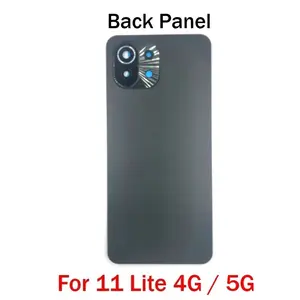 Bilashmart Xiaomi 11 Lite 4G 5G Back Battery Glass Cover Rear Panel Door Housing Case With Camera Lens