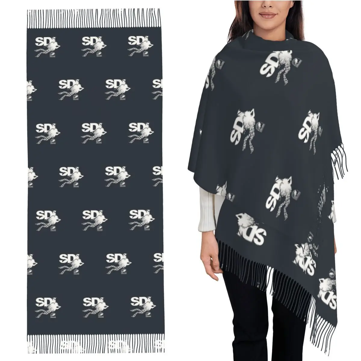 

Международный шарф для подводного плавания (SDI) для подводного плавания с кисточками, женские шали и накидки, длинная осенне-зимняя шаль