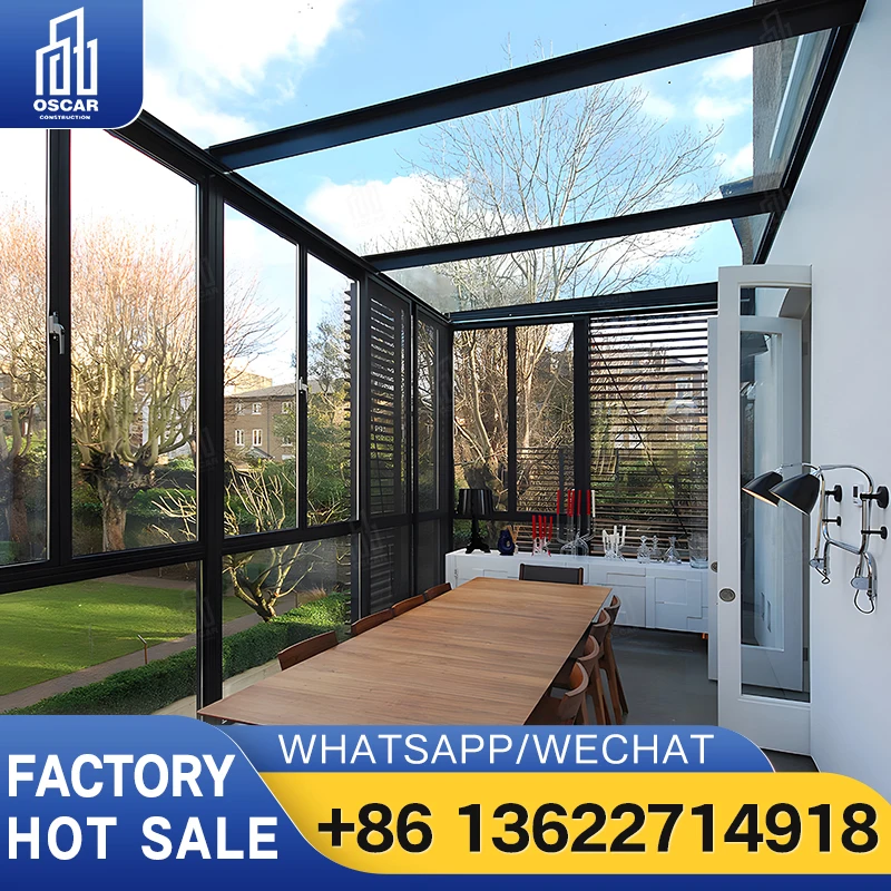 Aluminum Sunroom Glass Greenhouse Conservatory Kits DIY Polycarbonate Windows for Patio Deck Garden Outdoor