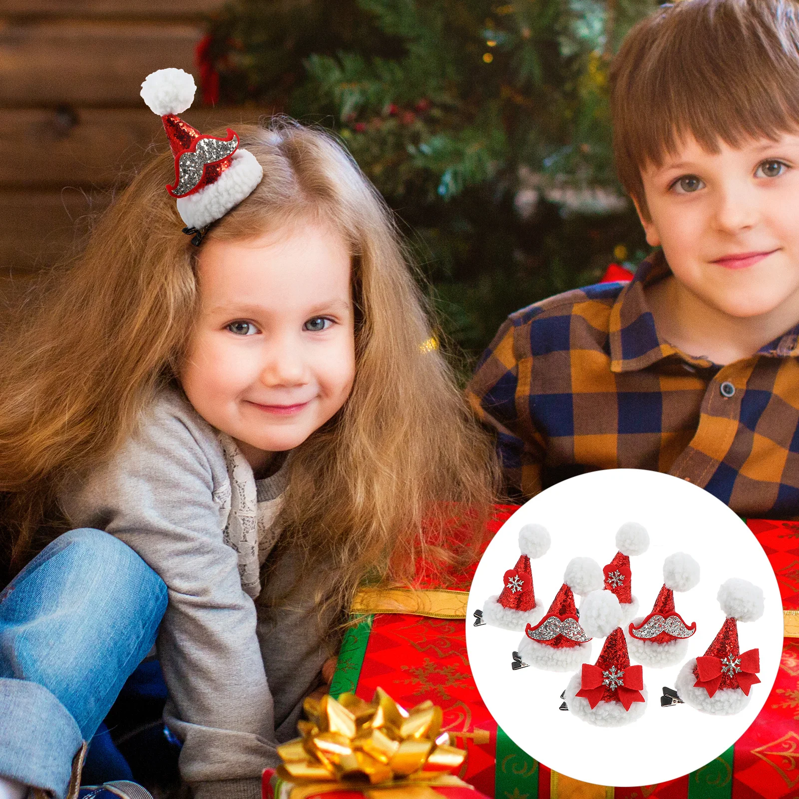 

6 шт., рождественские аксессуары для волос, зажимы в виде утконоса, заколки для волос с блестками, заколки для волос для свадьбы, дня рождения, Рождества, зажим в виде утконоса