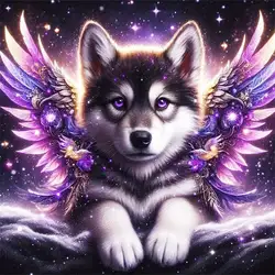 HUACAN DIY Diamond Embroidery Wolf Wing 5D Diamond Painting Animal Full Square Round Drill Mosaic Kit Children's Room Decor