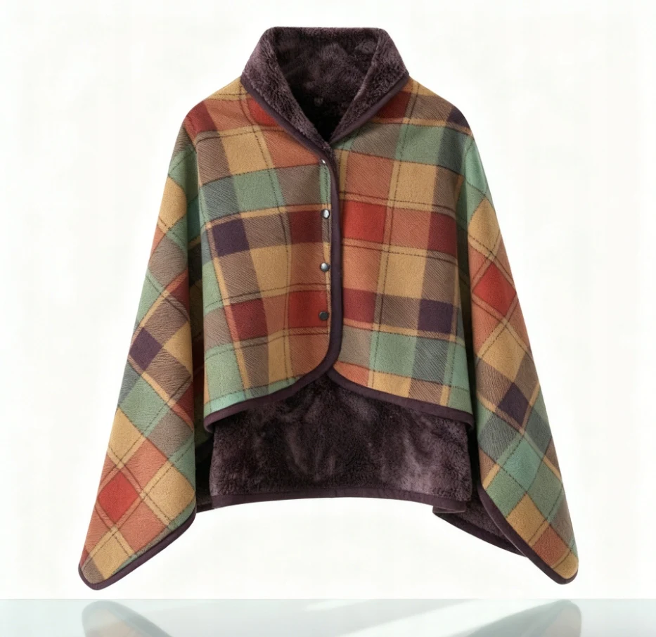 Couverture poncho en polaire douce et chaude avec boutons, enveloppe confortable à porter pour adultes 100x140cm, couverture légère et douillette pour canapé et lit