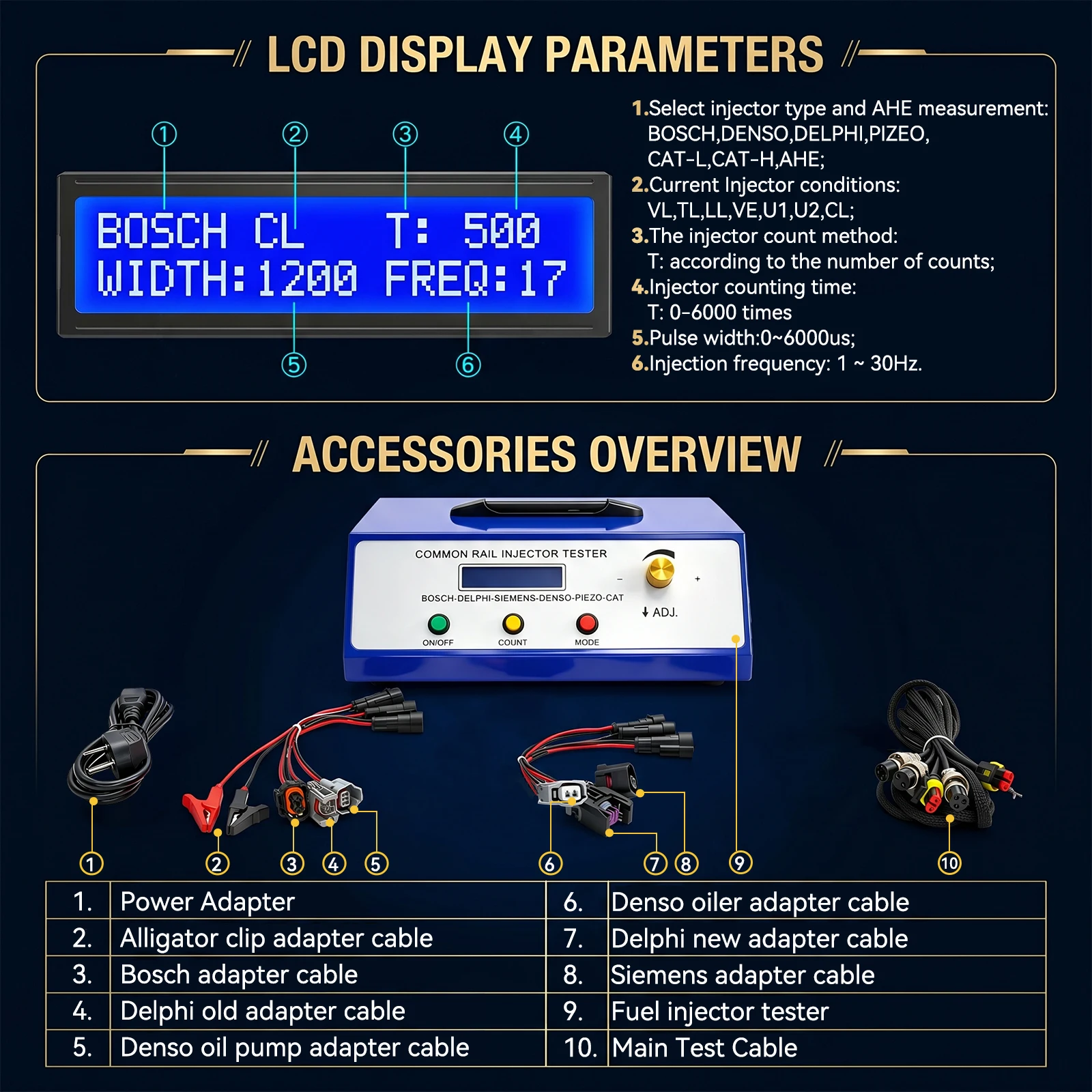 CR1000 Common Rail Injector Tester Piezo Solenoid  Valve AHE Dynamic Lift Resistance Test Pulse Adjustable Repair Tools view 2