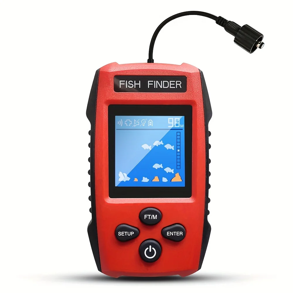 Sonda de Pesca con Pantalla LCD a Color, Transductor de Sonar con Cable y Mayor Profundidad de Detección para Barcos de Pesca, Kayak, Pesca