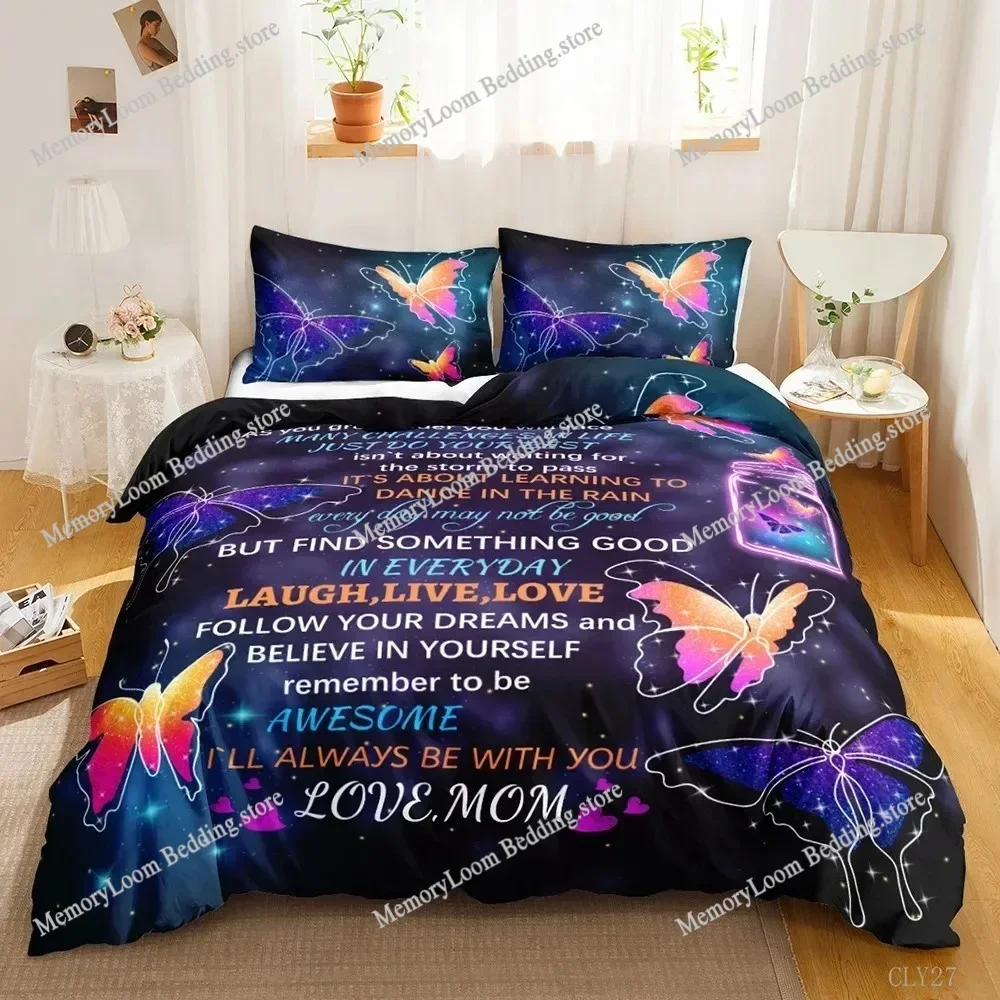 Letter To Son Duvet Cover Set Quote Saying Well-Known Saying Aphorism Bedding Set Inspirational Letters Polyester Qulit Cover
