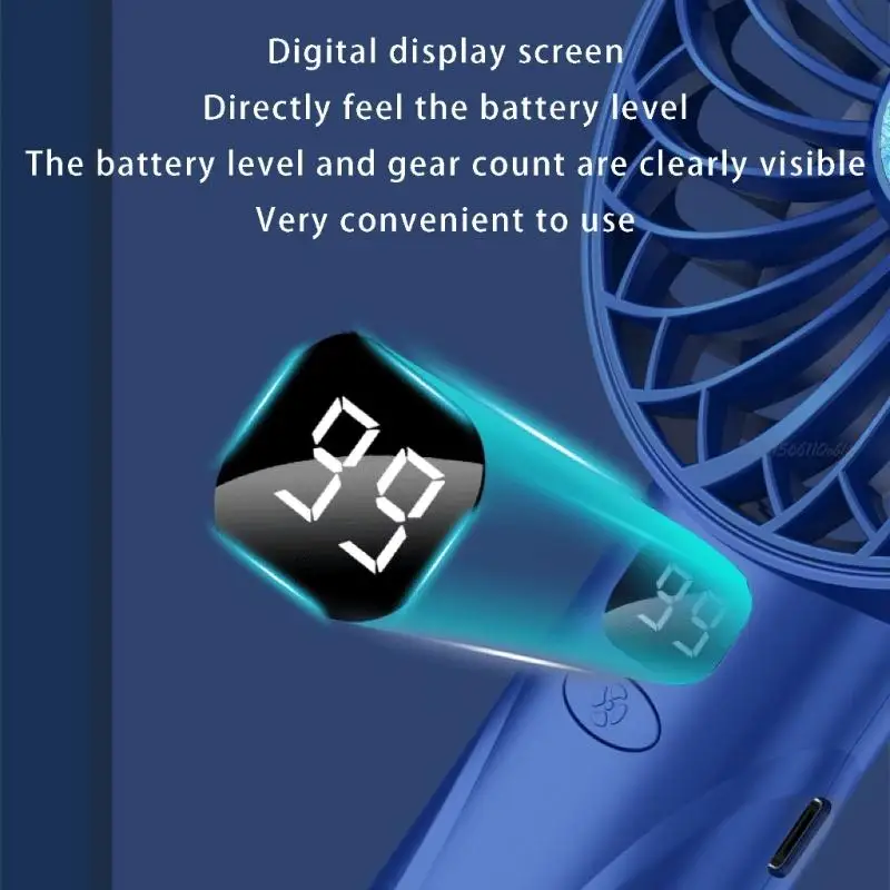 27RB محمولة 5 سرعات مروحة محمولة الشاشة الرقمية الشاشة المنزلية التخييم في الهواء الطلق رذاذ المياه قابلة للشحن مروحة صغيرة