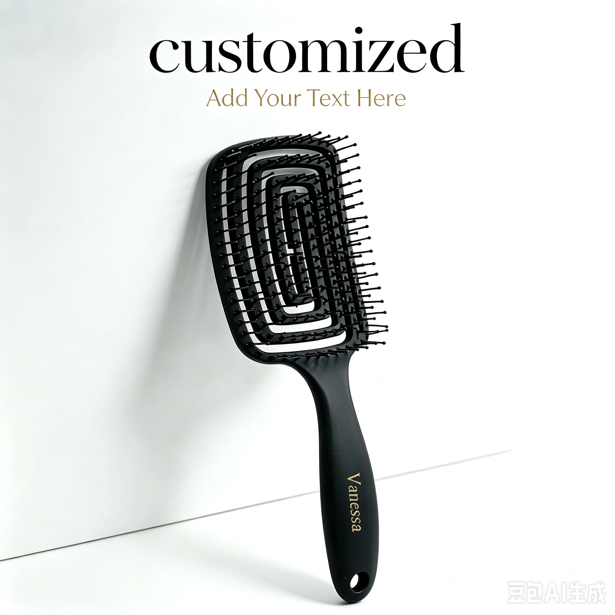 Custom Logo Hollow Detangling Hair Comb, Anti Static Fluffy Styling Hairbrush for All Hair Types 1Pcs