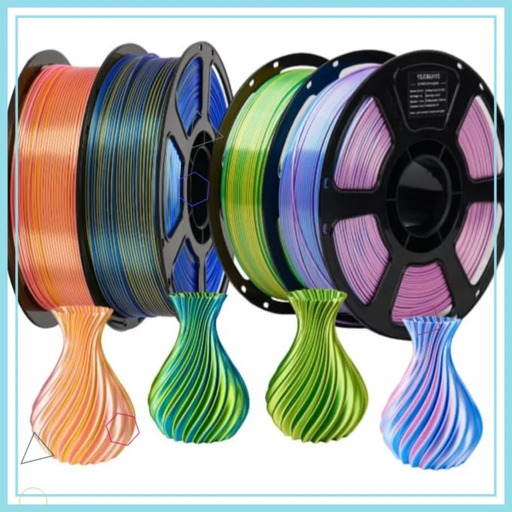 

Silk Dual Color PLA Filament 4KG Bundle, 1.75mm +/- 0.02mm, 4 Spools