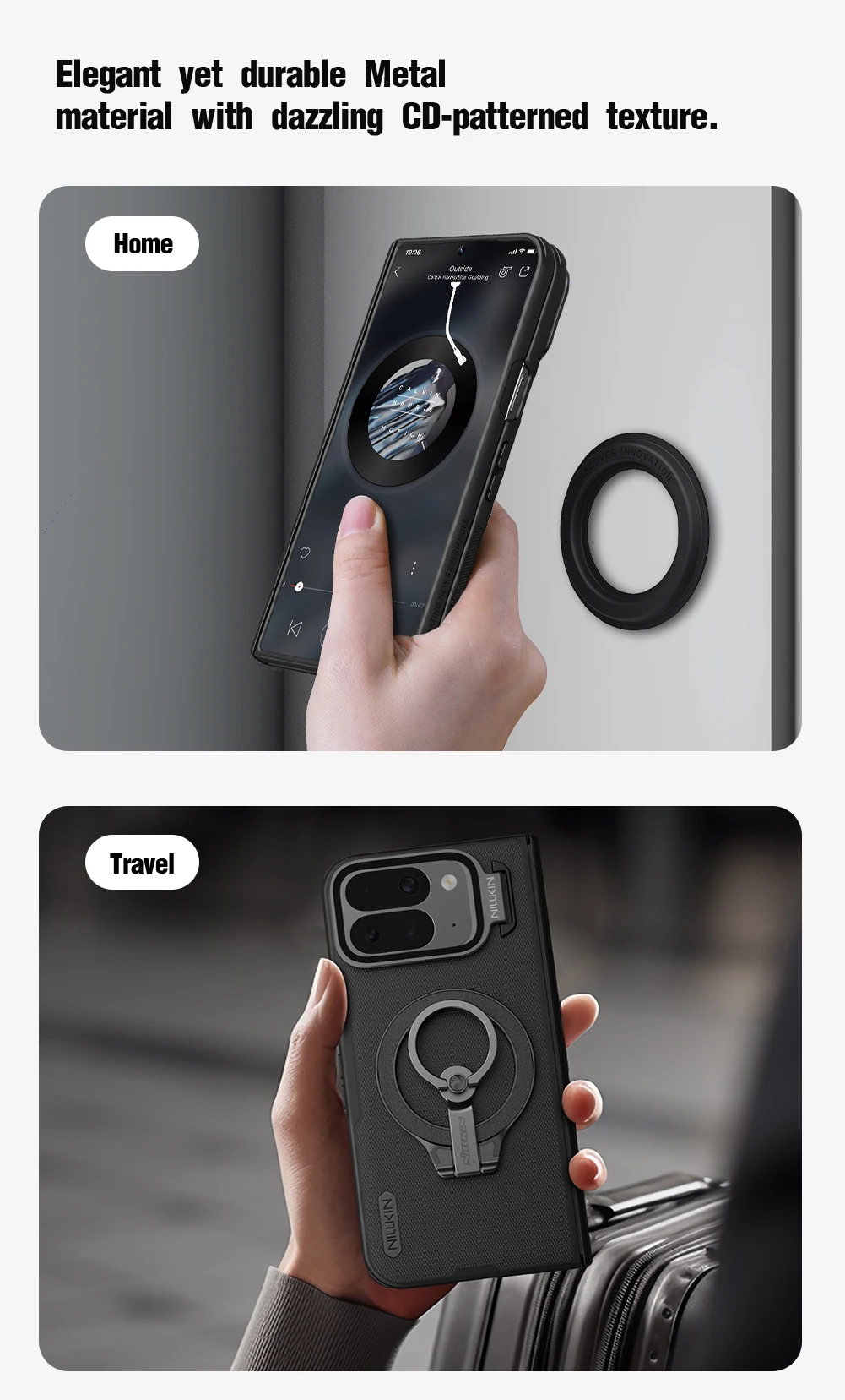 Nillkin لجوجل بكسل 10 برو أضعاف متجمد درع الدعامة المغناطيسي غطاء مرآة مع أثار نقطة الملمس حامل جراب هاتف