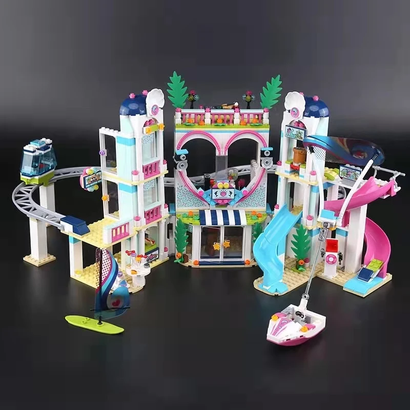 1029 قطعة منتجع فريندز هارت ليك فندق مونوريل سيارة الشاطئ المائية دولفين 11035 مجموعات مكعبات البناء عيد الميلاد وأعياد الميلاد #2