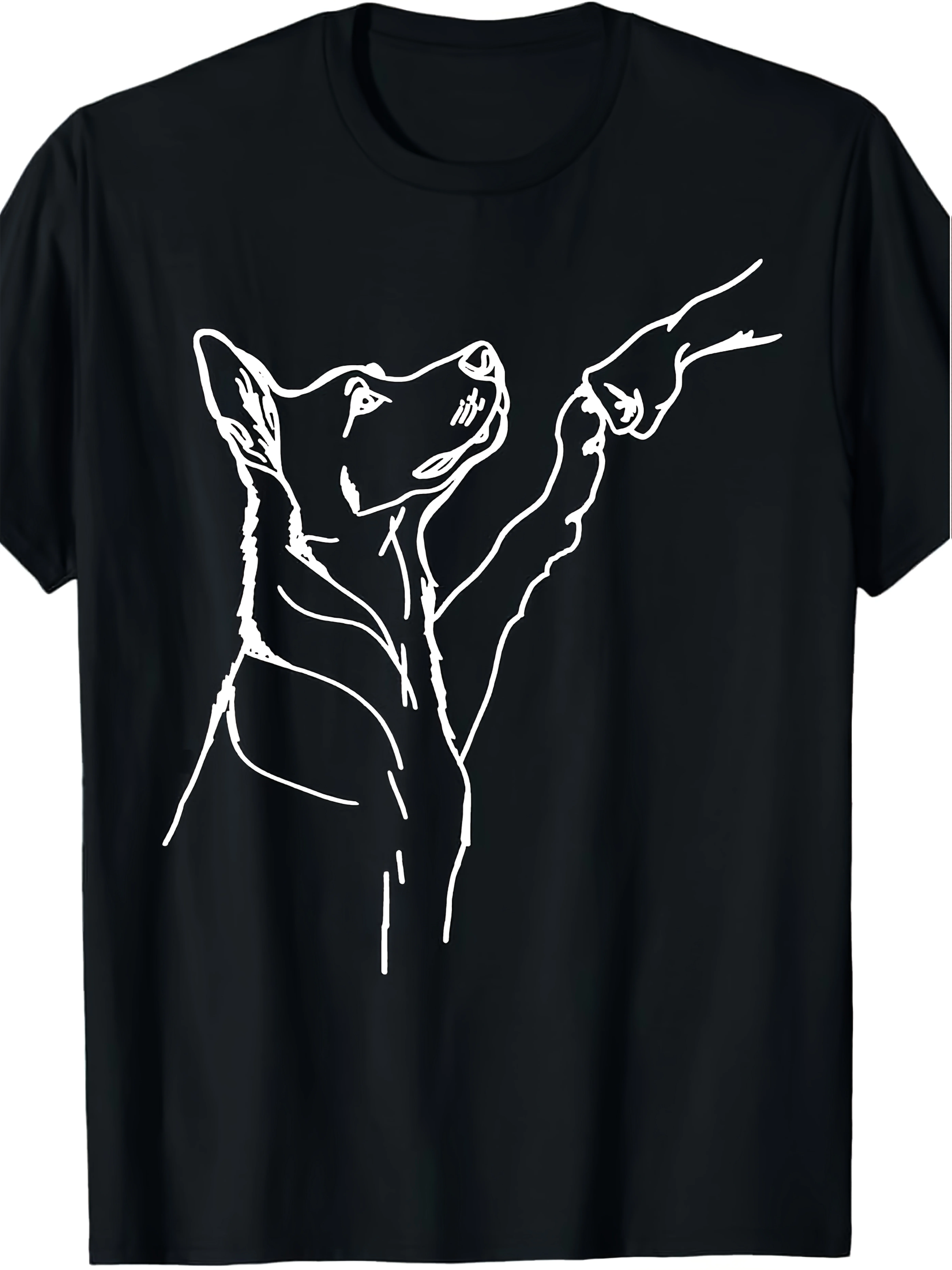 

[Men's Graphic Tee] Soft Black Men's Graphic T-Shirt | German Shepherd White Dog Silhouette Design