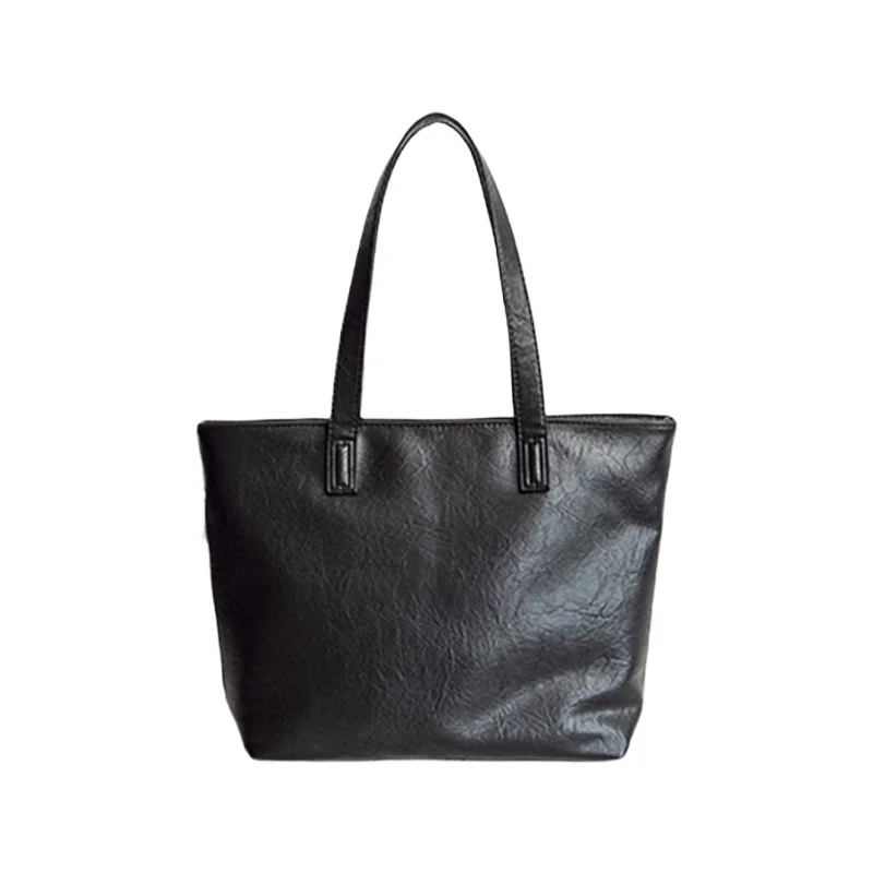 

Women's Large Capacity Soft Faux Leather Shoulder Tote Bag Korean Style Casual Commuter Summer Minimalist