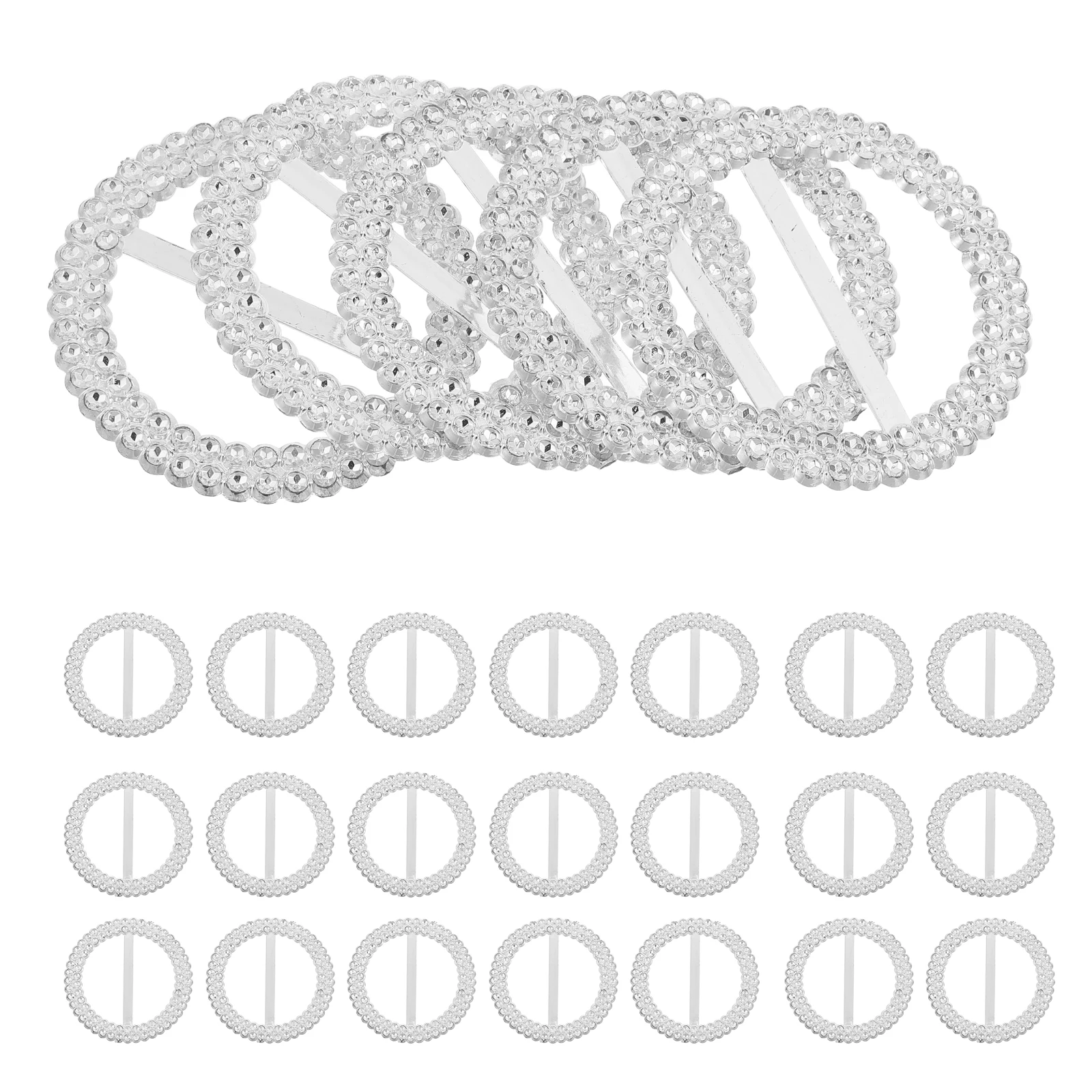 

100pcs Rhinestone Buckle Clips Round T Shirt Scarf Ribbon Wedding Banquet Party Decorations Durable Plastic Lightweight Bright