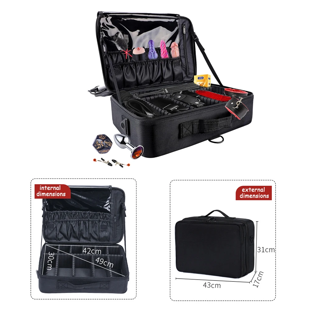 Opbergtas voor seksspeeltjes voor volwassenen, organisator voor seksspeeltjes met slot, kan seksspeeltjes bevatten zoals kuisheidskooi, dildo, plug anale, enz.