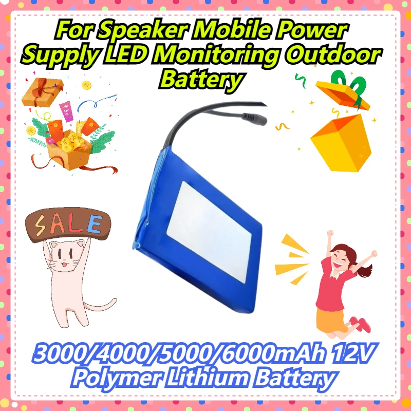 

3000/4000/5000/6000mAh 12V Polymer Lithium Battery For Speaker Mobile Power Supply LED Monitoring Outdoor Battery